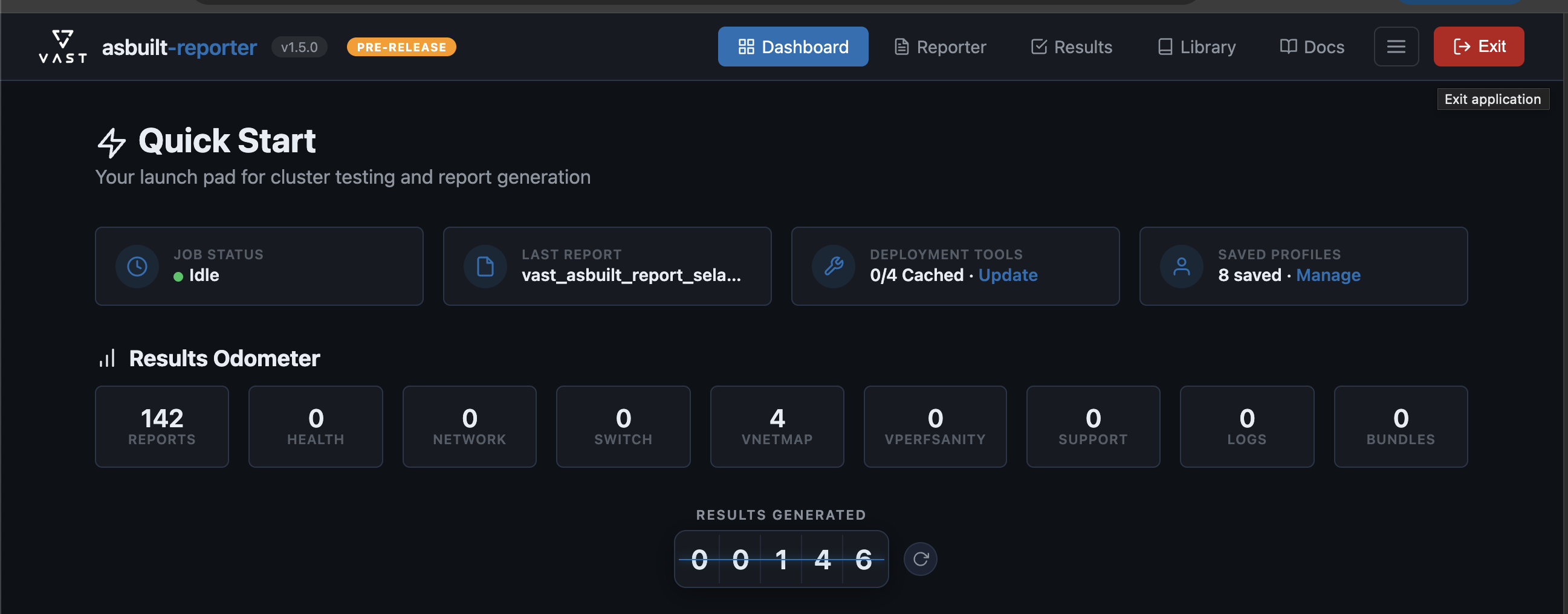 Step 1 — Exit the running application via the Exit button in the navbar